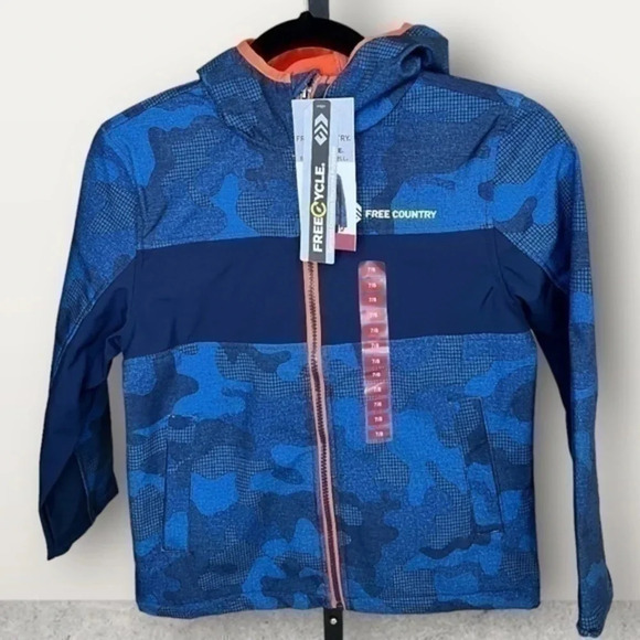 NWT ~ FREE COUNTY JACKETS ~ SIZES 4 THRU 10/12 FOR KIDS ~ BLUE CAMO & ORANGE - Picture 1 of 8